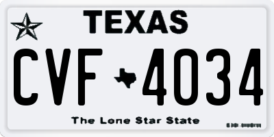 TX license plate CVF4034