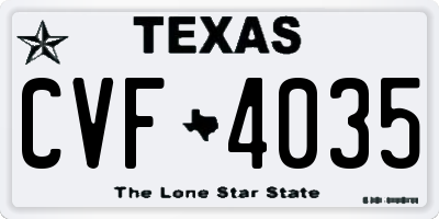 TX license plate CVF4035