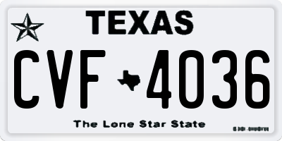 TX license plate CVF4036