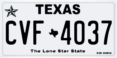 TX license plate CVF4037
