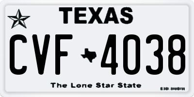 TX license plate CVF4038