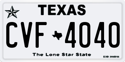 TX license plate CVF4040