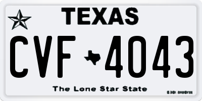TX license plate CVF4043