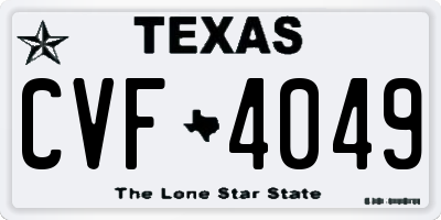 TX license plate CVF4049