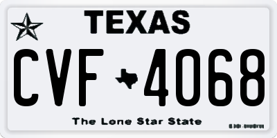 TX license plate CVF4068