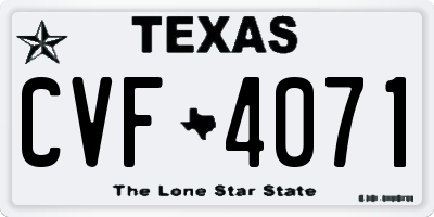 TX license plate CVF4071