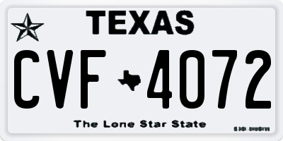 TX license plate CVF4072