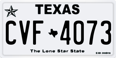 TX license plate CVF4073