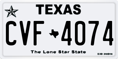 TX license plate CVF4074
