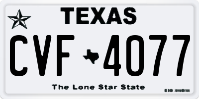 TX license plate CVF4077