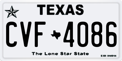 TX license plate CVF4086