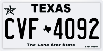 TX license plate CVF4092