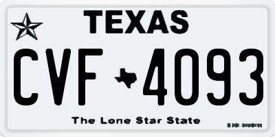 TX license plate CVF4093