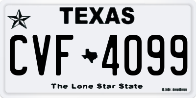 TX license plate CVF4099