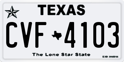TX license plate CVF4103