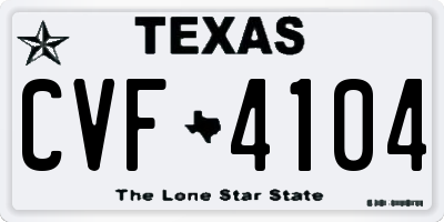 TX license plate CVF4104