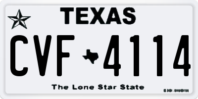 TX license plate CVF4114