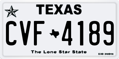 TX license plate CVF4189
