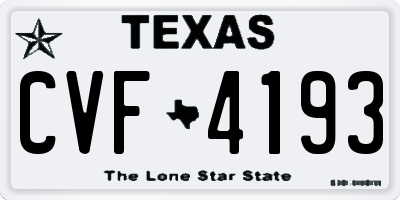 TX license plate CVF4193