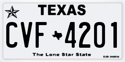 TX license plate CVF4201