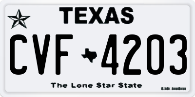TX license plate CVF4203
