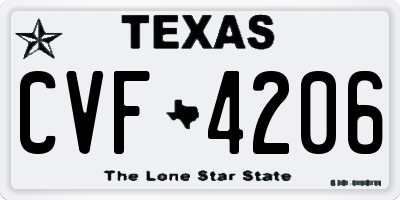 TX license plate CVF4206