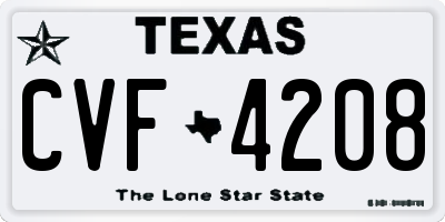TX license plate CVF4208