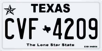 TX license plate CVF4209