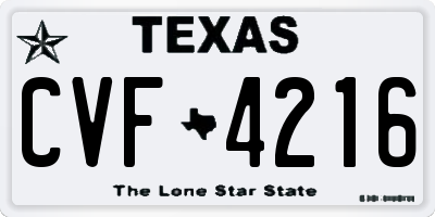 TX license plate CVF4216
