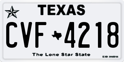 TX license plate CVF4218