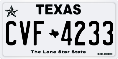 TX license plate CVF4233