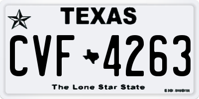 TX license plate CVF4263