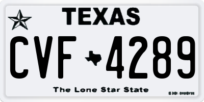 TX license plate CVF4289