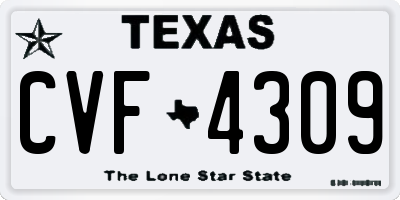 TX license plate CVF4309