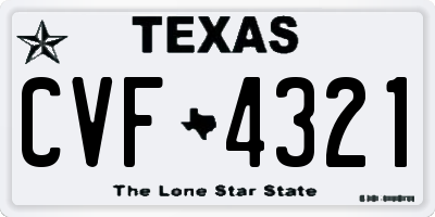 TX license plate CVF4321