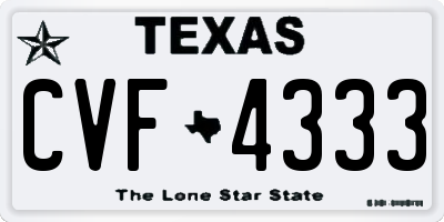TX license plate CVF4333