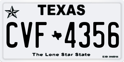 TX license plate CVF4356