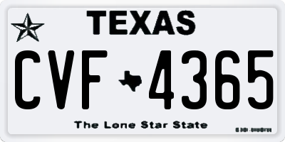 TX license plate CVF4365