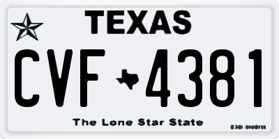 TX license plate CVF4381