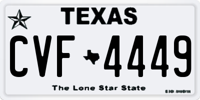 TX license plate CVF4449