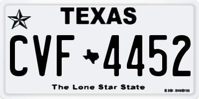 TX license plate CVF4452