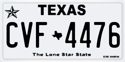 TX license plate CVF4476