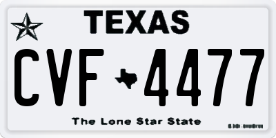 TX license plate CVF4477
