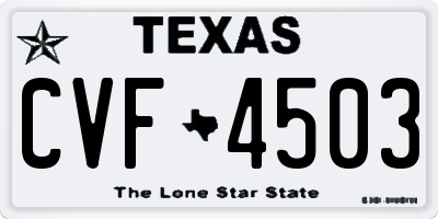 TX license plate CVF4503
