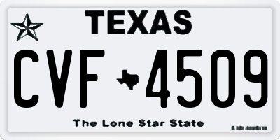 TX license plate CVF4509