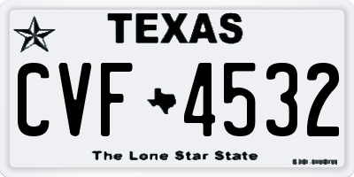 TX license plate CVF4532