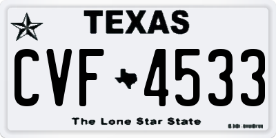 TX license plate CVF4533