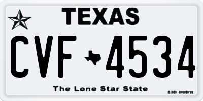 TX license plate CVF4534