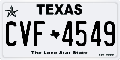 TX license plate CVF4549