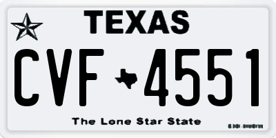 TX license plate CVF4551